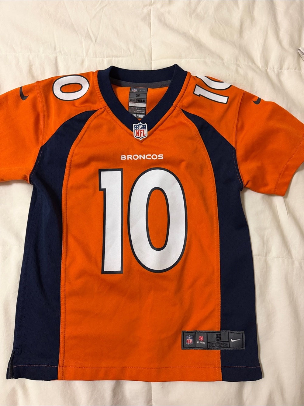 Nike Kids Orange and Navy Broncos #10 Football Jersey